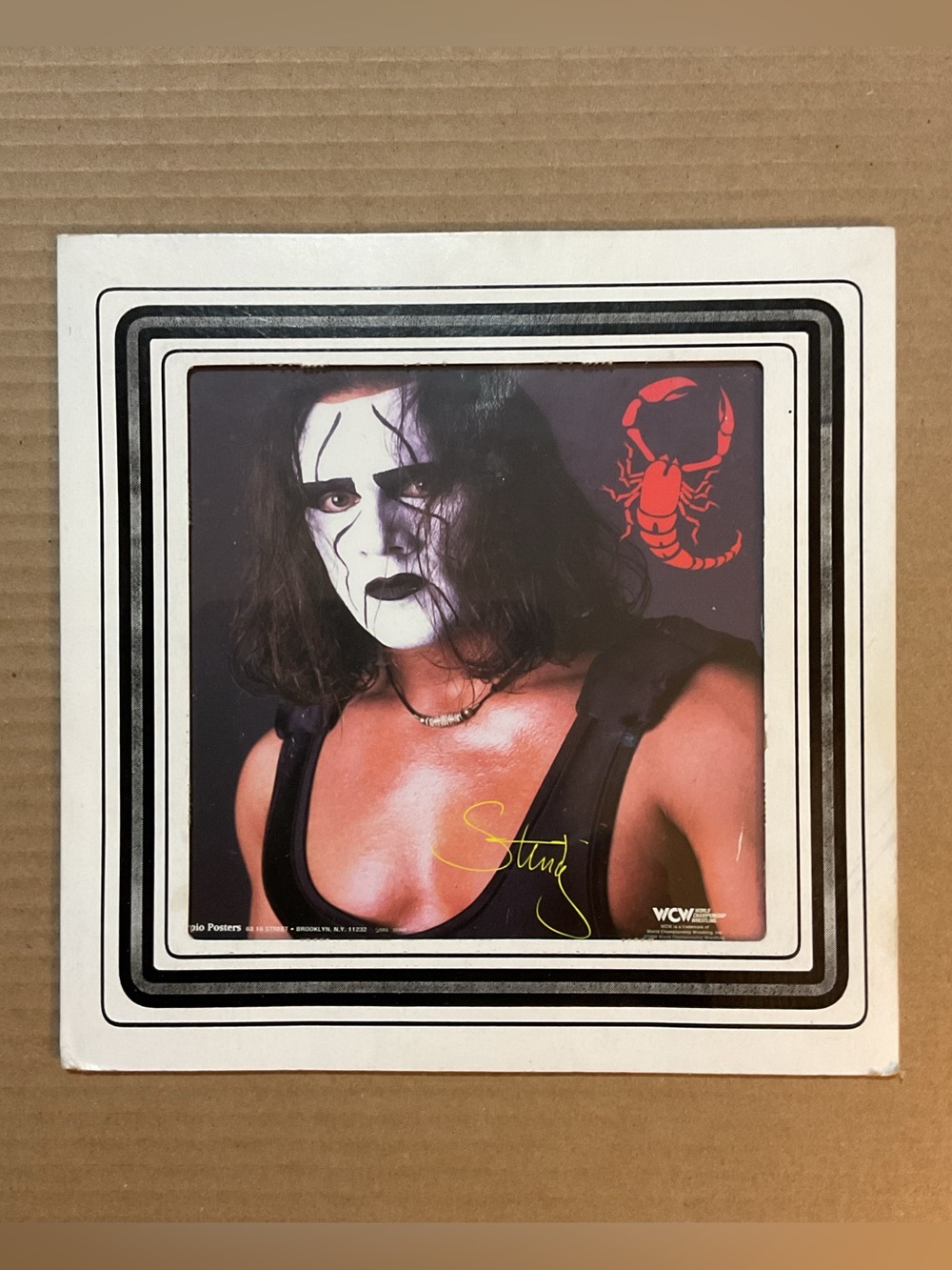 WCW Sting Wall Art Poster behind glass - Black and White Face Paint scorpion